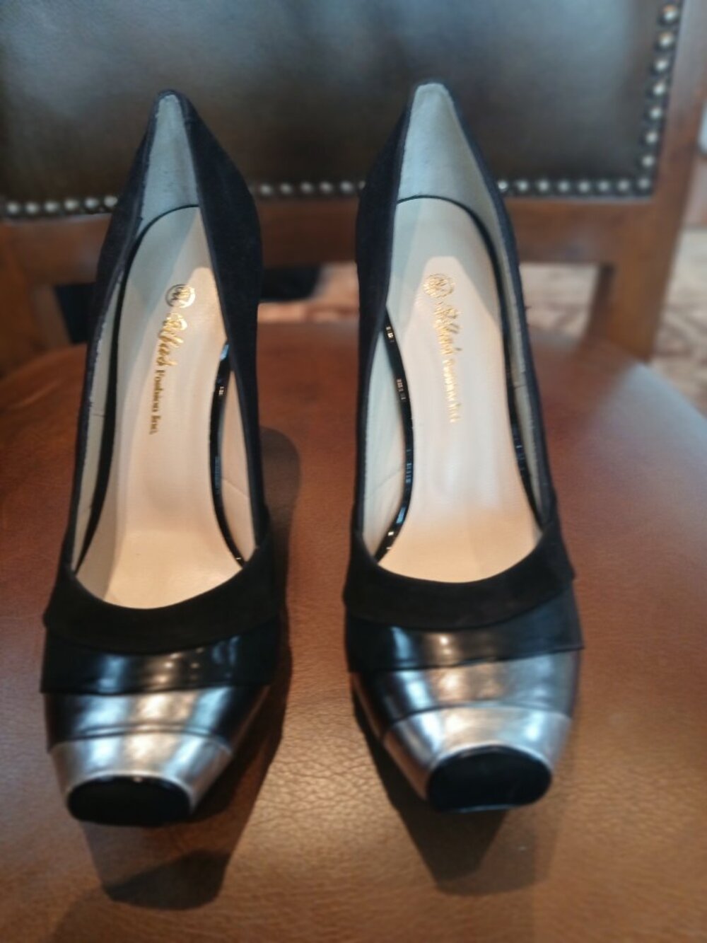 Warm black suede leather pumps. New and unworn.